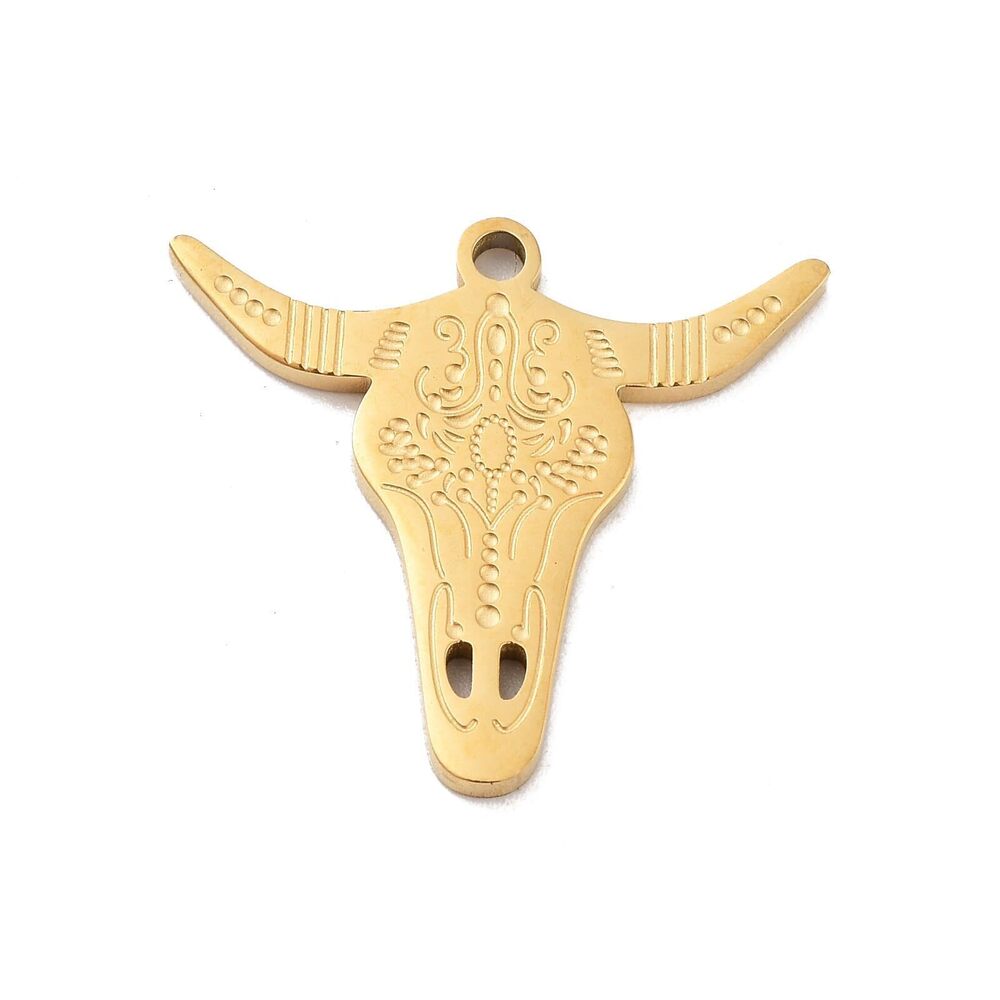 5635 10 pcs Golden Color Cattle Head Theme 316 Stainless Steel Charms